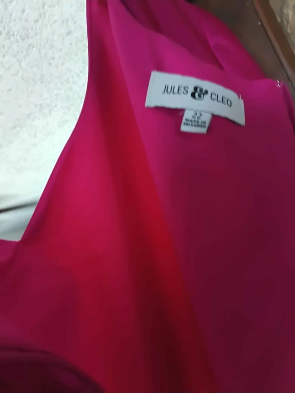Elegant Fuchsia Satin Evening Dress with Beaded Waist - Picture 3 of 3